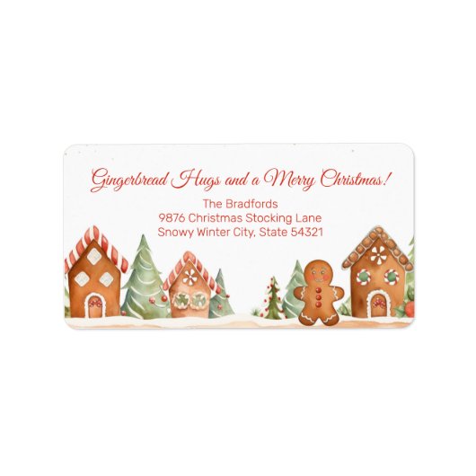 Gingerbread knuffels kerst retour adres labels (Voorkant)
