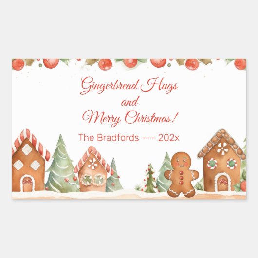 Gingerbread Knuffels Kerstmis Rechthoekige Sticker (Voorkant)
