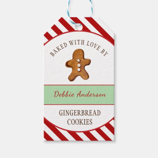Gingerbread koek man Vakantiekoek Cadeaulabel (Voorkant)