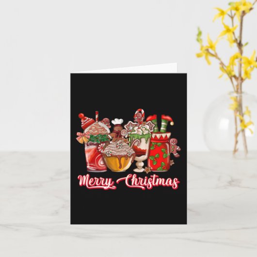 Gingerbread Koekje Kerstmis Koffiekopjes Latte Dri Kaart (Gele Bloem)