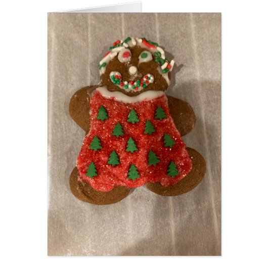 Gingerbread koekje versierd kerstkaart (Voorkant)