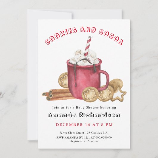 Gingerbread koekjes en cacao Baby shower Kaart (Voorkant)