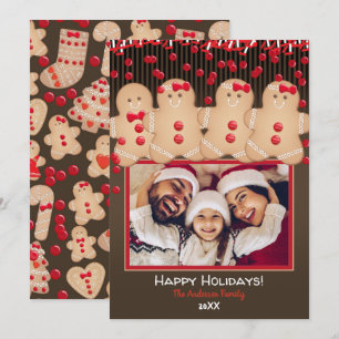 Gingerbread Koekjes Familie Kerst Vakantie Foto Kaart