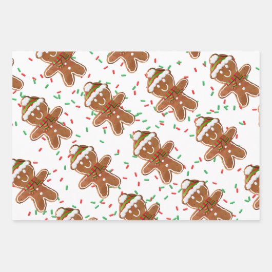 Gingerbread koekjes Tree Mitten Man strooit Kinder Inpakpapier Vel (Voorkant 2)