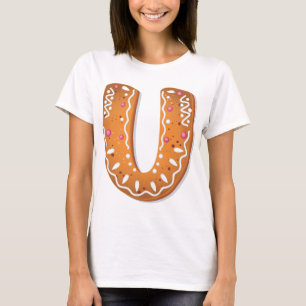 Gingerbread Letter U Monogram Kerstkoekje T-shirt