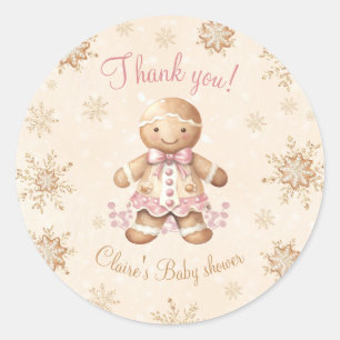 Gingerbread Little Sweetie Christmas Baby shower Ronde Sticker