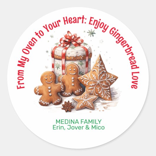Gingerbread Love Christmas Ronde Sticker (Voorkant)