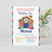 Gingerbread maison de Noël invitation garçon. (Debout devant)