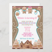 Gingerbread maison invitation fille de Noël. Invit (Devant / Derrière)