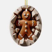 Gingerbread Man 3D-effect NIET echt 3D Keramisch Ornament (Rechts)
