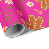 Gingerbread man and candy cane pattern cadeaupapier (Rol Hoek)