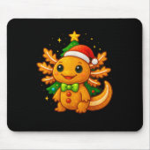 Gingerbread Man Axolotl Santa Hat Christmas Tree Muismat (Voorkant)