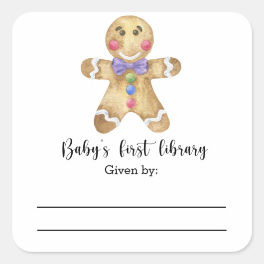 Gingerbread man - baby's eerste bibliotheek vierkante sticker (Voorkant)