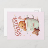 Gingerbread Man Briefkaart Blush Roze Man (Voorkant / Achterkant)