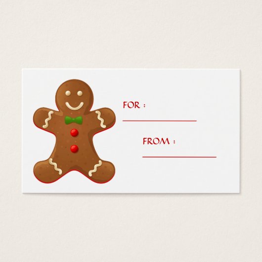 Gingerbread man Cadeau Label Visitekaartjes (Voorkant)