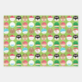 Gingerbread Man, Candy Cane Rendier & Kerstmis Inpakpapier Vel (Voorkant 3)