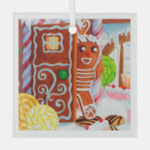 GINGERBREAD MAN Carré de verre ornement (Recto)