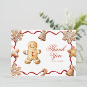 Gingerbread Man | Christmas Baby Shower Bedankkaart (Staand voorkant)