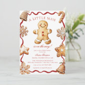 Gingerbread Man | Christmas Baby Shower Kaart (Staand voorkant)