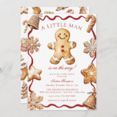Gingerbread Man | Christmas Baby Shower Kaart (Voorkant / Achterkant)