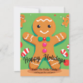 Gingerbread Man Christmas Flat Vakantie Kaart (Voorkant)