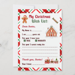 Gingerbread Man Christmas Letter to Santa  Kaart