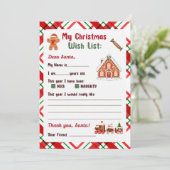 Gingerbread Man Christmas Letter to Santa Kaart (Staand voorkant)
