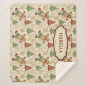  Gingerbread Man & Christmas Trees Custom Sherpa Deken (Voorkant)