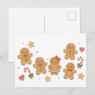 Gingerbread Man Collectie met Suikerstokjes Briefkaart
