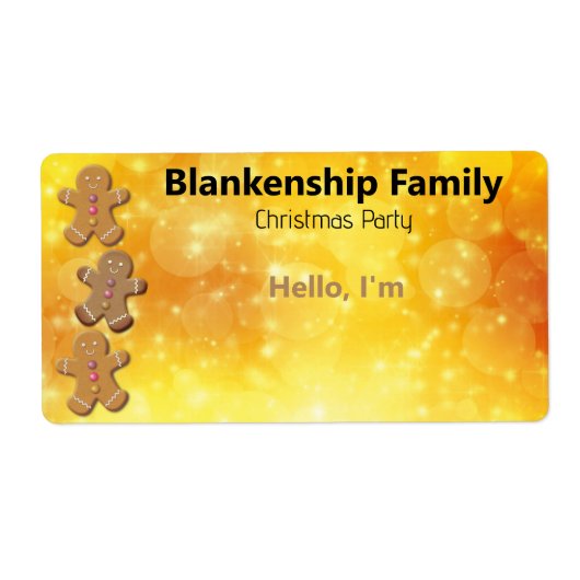Gingerbread Man Cookie Border Papier Label Naam Ta (Voorkant)