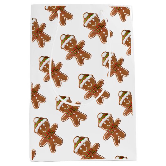 Gingerbread Man Cookie Christmas Sprinkles Kinder Medium Cadeauzakje (Voorkant)