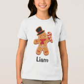 Gingerbread Man Cookie Gepersonaliseerde naam Tri-Blend Shirt (Voorkant)