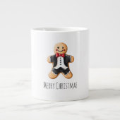 Gingerbread Man Cookie in Tuxedo Kerstmis Extra Grote Beker (Voorkant)