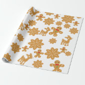 Gingerbread Man Cookie Patroon Kerstmis Cadeaupapier (Uitgerold)