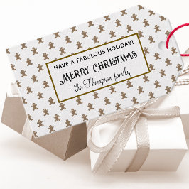 Gingerbread Man Cookie Patroon Vrolijk Kerstfeest Cadeaulabel