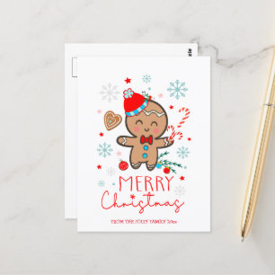 Gingerbread Man Cookie Sneeuwvlokken Vrolijk Kerst Briefkaart