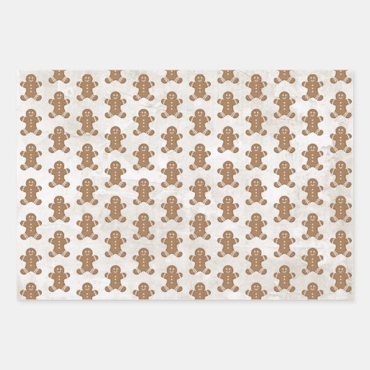 Gingerbread Man Cookie Snowflake Holiday Baking Inpakpapier Vel (Voorkant 3)
