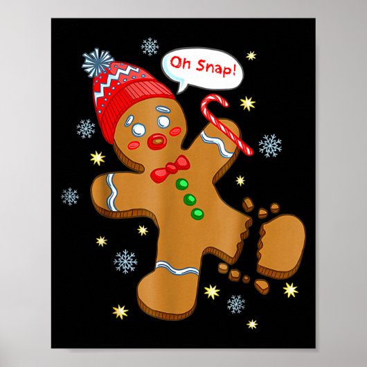Gingerbread Man Cookie Ugly Sweater Oh Snap Christ Poster (Voorkant)