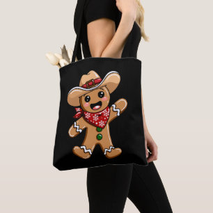 Gingerbread Man Cowboy Hoed Bandana Kerstmis Xmas Draagtas