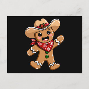 Gingerbread Man Cowboy Hoed Bandana Kerstmis Xmas Feestdagenkaart