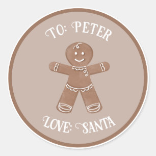 Gingerbread Man Custom Gift Label Sticker