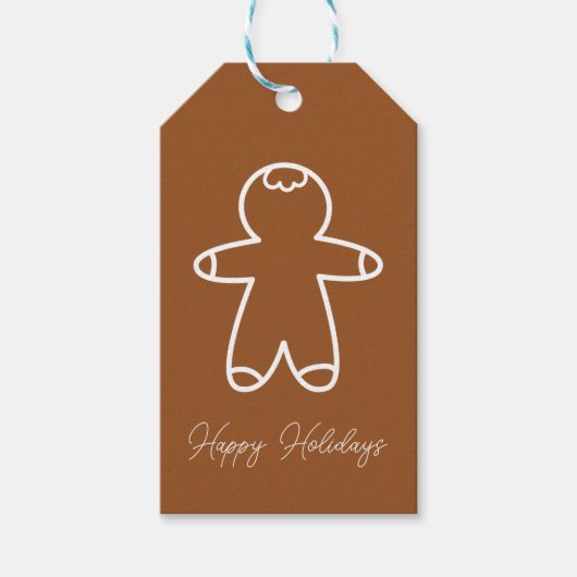 Gingerbread Man Donkerbruin #965324 Vakantie Cadeaulabel (Voorkant)