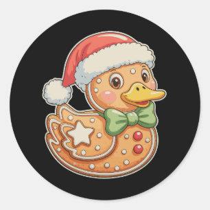 Gingerbread Man Eend Kerstmis Xmas Vakantie Ronde Sticker