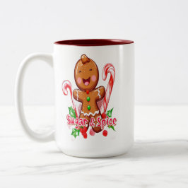 Gingerbread Man en Candy Cane Kerstmis Tweekleurige Koffiemok