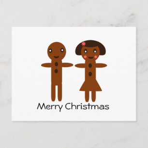 Gingerbread Man en Girl Vrolijk Kerstfeest Feestdagenkaart