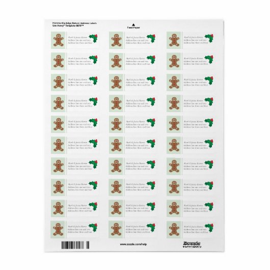 Gingerbread Man en Holly Etiket (Full Sheet)