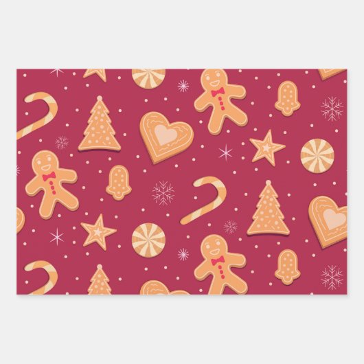 Gingerbread man en kerst koekjes patroon inpakpapier vel (Voorkant 2)