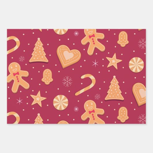 Gingerbread man en kerst koekjes patroon inpakpapier vel (Voorkant)
