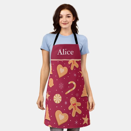 Gingerbread Man en Kerstkoekjes Custom Schort (Gedragen)