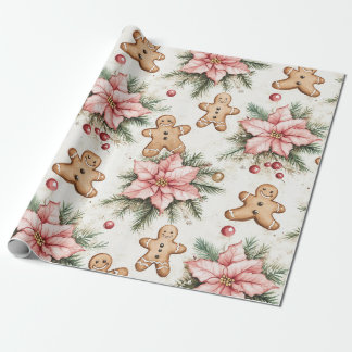 Gingerbread Man en Pointsettia Cadeaupapier